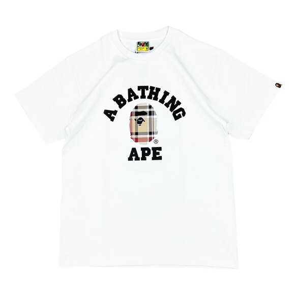 Bape Other - BAPE Check College T-shirt White Multi Beige | A Bathing Ape